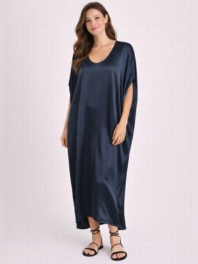 Stark X Silky Slate Black Maxi Caftan Dress